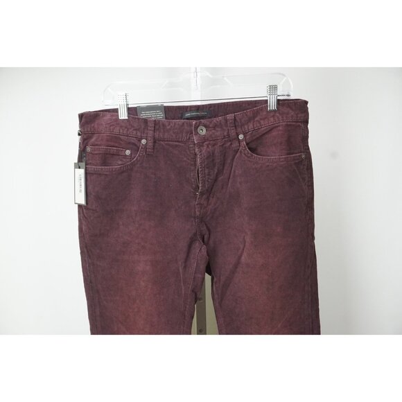 John Varvatos Merlot Red Wight Corduroy Mens Cotton Pants Sz 33 Brand New